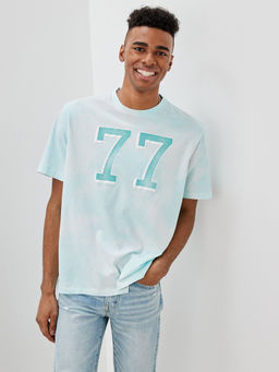 American Eagle - Men Blue Super Soft Graphic T-shirt