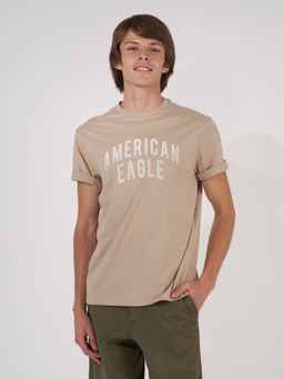American Eagle - Men Beige Super Soft Graphic T-shirt
