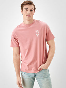 American Eagle - Men Pink Super Soft Graphic T-shirt