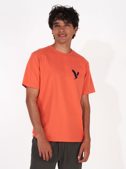 American Eagle - Men Orange Super Soft Graphic T-Shirt