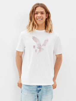 American Eagle - Men White Super Soft Graphic T-Shirt