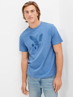 American Eagle - Men Blue Super Soft Graphic T-Shirt