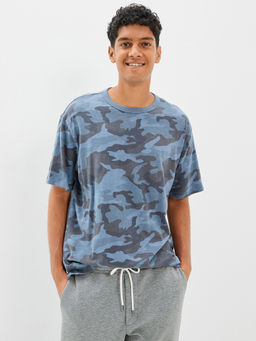 American Eagle - Men Blue Super Soft Slub Camo Icon T-Shirt