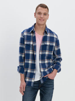 American Eagle - Men Blue Cozy Cabin Flannel