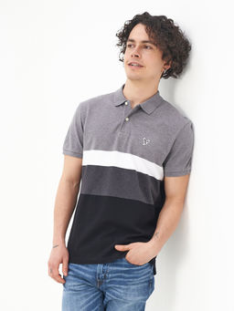American Eagle - Men Black Striped Polo T-Shirt