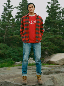 American Eagle - Mens Red Super Soft Long-sleeve Graphic T-shirt