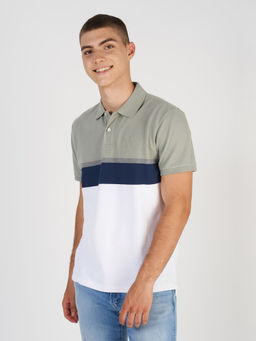 American Eagle - Men Olive Colorblock Icon Polo T-Shirt