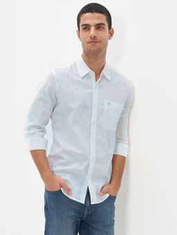 American Eagle - Men White Printed Slim Fit Everyday Button Up Shirt