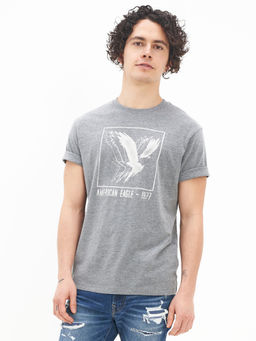 American Eagle - Men Grey Super Soft Graphic T-Shirt