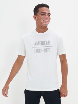 American Eagle - Men White Super Soft Graphic T-Shirt