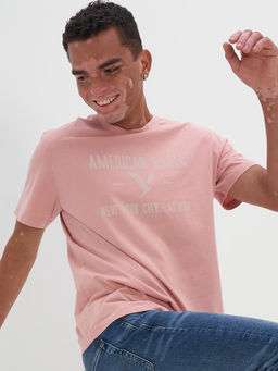 American Eagle - Men Pink Super Soft Graphic T-Shirt