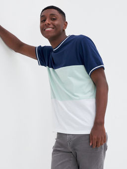 American Eagle - Men Green Super Soft Colorblock T-Shirt