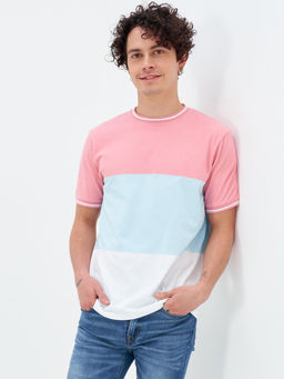 American Eagle - Men Pink Super Soft Colorblock T-Shirt