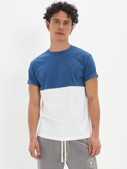 American Eagle - Men Blue Super Soft Colorblock T-Shirt