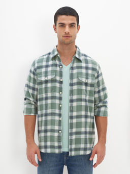 American Eagle - Men Green Super Soft Flannel Shirt