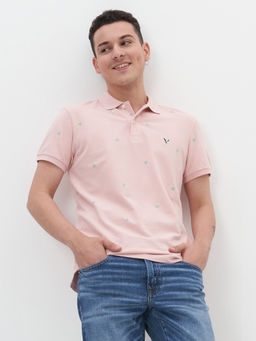 American Eagle - Men Pink Printed Flex Pique Polo T-Shirt