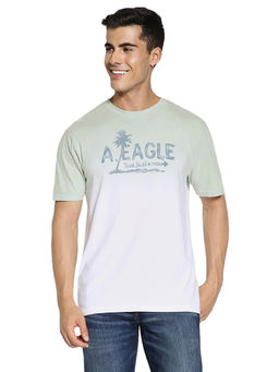 American Eagle - Men Green Super Soft Dip Dye Logo Graphic T-Shirt