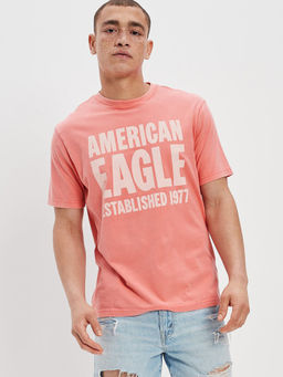 American Eagle - Men Pink Super Soft Graphic T-Shirt