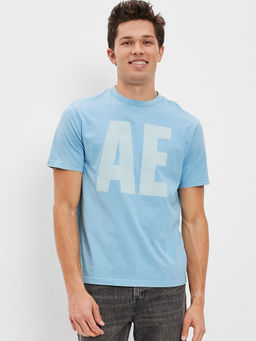 American Eagle - Men Blue Super Soft Graphic T-Shirt