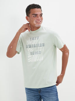American Eagle - Men Green Super Soft Logo Graphic T-Shirt