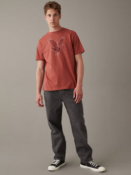 American Eagle - Men Maroon Super Soft Logo Graphic T-Shirt
