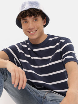American Eagle - Men Navy Striped Pique T-Shirt