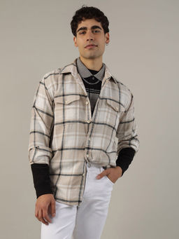Allen Solly - American Eagle Men Beige Super Soft Flannel Shirt