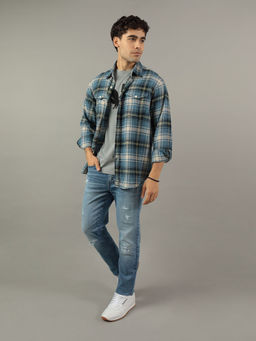Allen Solly - American Eagle Men Blue Super Soft Flannel Shirt