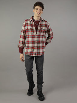 Allen Solly - American Eagle Men Red Super Soft Flannel Shirt