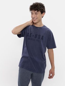 American Eagle - Men Navy Super Soft Logo Graphic T-Shirt