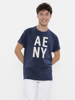 American Eagle - Men Navy Super Soft Logo Graphic T-Shirt