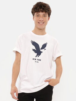 American Eagle - Men White Super Soft Logo Graphic T-Shirt