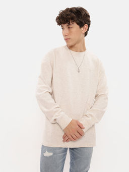 American Eagle - Men Cream Long-Sleeve Thermal T-Shirt
