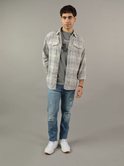 American Eagle - Men Grey Super Soft Flannel Shirt