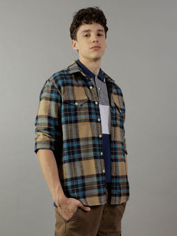 American Eagle - Men Beige Super Soft Flannel Shirt