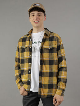 American Eagle - Men Yellow Super Soft Flannel Shirt