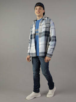 American Eagle - Men Blue Super Soft Hooded Flannel