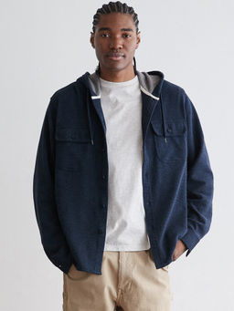 American Eagle - Men Navy Blue Super Soft Long-Sleeve Hooded Thermal Shirt