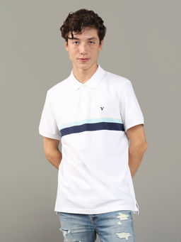 American Eagle - Men White Stripes Polo T-Shirt