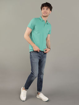American Eagle - Men Green Slim Fit Flex Pique Polo T-Shirt