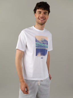 American Eagle - Men White 24/7 Print T-Shirt