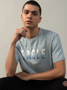 American Eagle - Men Blue Elevated Logo Graphic T-Shirt