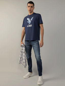 American Eagle - Men Blue Elevated Logo Graphic T-Shirt