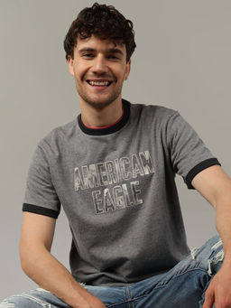 American Eagle - Men Grey Elevated Logo Graphic T-Shirt
