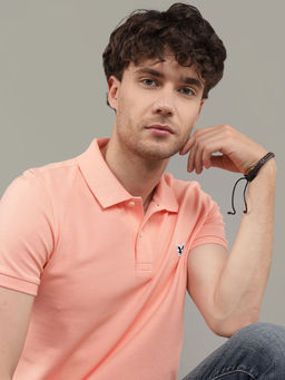 American Eagle - Men Peach Slim Fit Flex Pique Polo Shirt