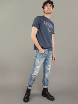 American Eagle - Men Navy Logo Graphic T-Shirt