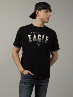 American Eagle - Men Black Elevated Logo Graphic T-Shirt