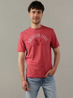 American Eagle - Men Pink Logo Graphic T-Shirt