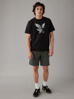 American Eagle - Men Black Logo Graphic T-Shirt