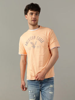 American Eagle - Men Orange Logo Graphic T-Shirt